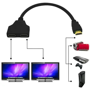 1/2 HDMI-съвместим сплитер 1 в 2 от HDMI-съвместим кабел за адаптер за компютъра, DVD-tv, HDTV