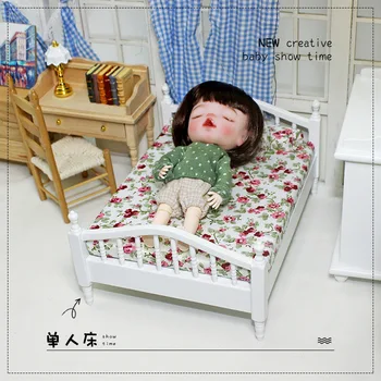 1:6 BJD САМ Спалня, креативна мини-легло, Куклена къща, миниатюрни предмети, Куклена Къща, Бели Мебели, Аксесоари, Модел, Бижута, Играчки
