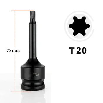 1 бр. 1/2-инчов шестоъгълник отвертка Torx, ударни който има, ще се наложи временна корона за ударния ключ, адаптер за торцевого ключ, ръчни инструменти T20-T100