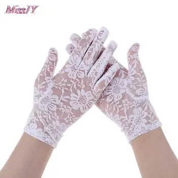 1 чифт женски секси дантелен ръкавици за шофиране, пролетно-летни дамски тънки дантелени слънчеви ръкавици, дамски къси ръкавици със защита от ултравиолетови лъчи