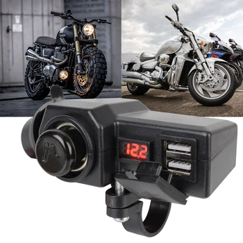 10-24 На 3.4 A, бързо зареждане на 3.0, зарядно устройство за мотоциклет, dual USB-изход с прикуривателем, цифров измерител на напрежение за ВКЛЮЧВАНЕ/изключване