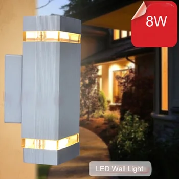 10 бр./лот, на улицата, с монтиран на стената лампа, стенни лампи, лампа за верандата, 8 W, модерен led монтиран на стената лампа, външен водоустойчив, нагоре и надолу, AC85-265V