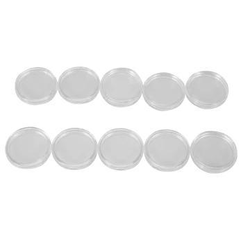 10 бр. Малки кръгли прозрачни пластмасови капсули за монети в кутията 33 мм