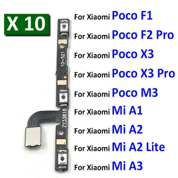 10 бр., Оригинални За Xiaomi Mi Pocophone Poco F1 F2 X3 M3 Pro A1 A2 A3 Lite Бутон за регулиране на звука Бутон за включване Изключване Гъвкав кабел