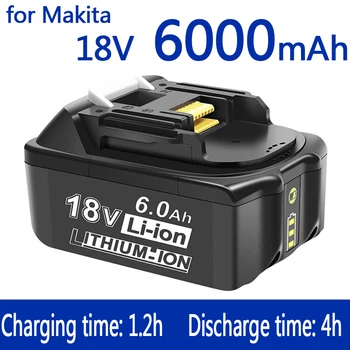 100% Оригинална батерия 18v makita 6000mAh, Зареждаема Батерия за Лаптопи с led Литиево-йонна батерия Заместител на LXT BL1860B BL1860 BL1850