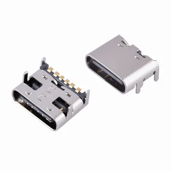 100шт 6-пинов конектор за SMT-контакти Micro USB Type C 3.1 Гнездовое настаняване SMD DIP за дизайн на печатната платка САМ сильноточная зареждане