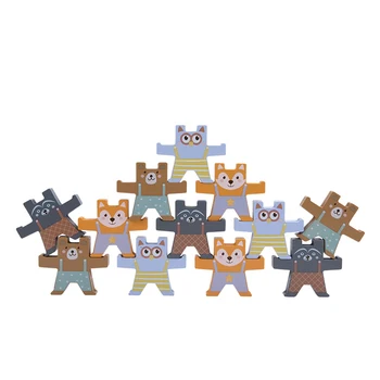 12 бр., мультяшные блокове с мечка-баланс, образователни дървени Монтесори, упражнения за по-ранно обучение, подарък за деца, играчки за деца