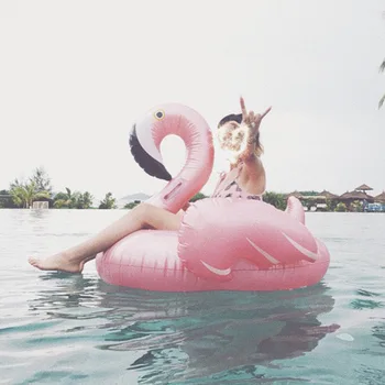 150 см Гигантски Надуваем матрак Flamingo Float Bed за басейна, Пръстен за плуване за възрастни, Играчка за лятна плажна парти на басейна