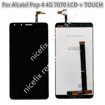 1бр черен LCD дисплей За Alcatel Pop 4 4G 7070 OT7070 Пълен LCD сензорен дисплей, стъклото на дигитайзер в колекцията с Безплатна Доставка
