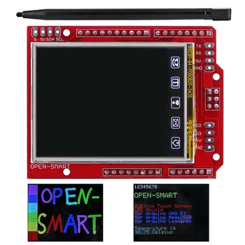 2.2-инчов TFT LCD дисплей с сензорен екран, модул вграден сензор за температура LM75 + дръжка за Mega2560, съвместим с Arduino
