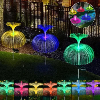 2/4 бр., двойна слънчева led лампа във формата на медузи, ландшафтна лампа, 7 цвята, с променящ се цвят на тревата, водоустойчив градинска пътека, декорация на Двора
