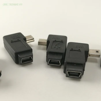 200 бр./лот Мини USB лакът от един мъж към една жена на 90 градуса адаптер в левия ъгъл Мини USB 5pin разширено адаптер