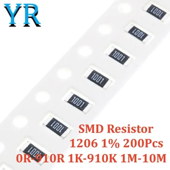 200шт 1206 1% SMD резистор 0R-910R 1K-910K 1M-10M 16K 43K 8,2 М 1,3 М 3,6 R 7,5 K 36K 220K 1,1 R 5,6 R 3,6 K 240R 910K 1,6 R 56K