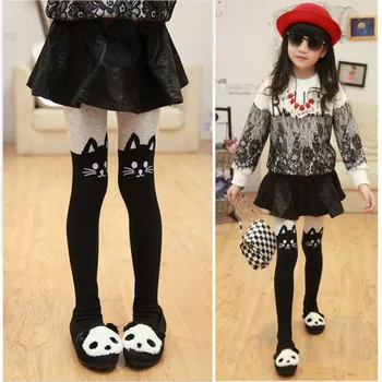 2018 Есенни чорапогащи за момичета, бикини с изображение на котка от анимационен филм за малки момичета, памучни чорапи за момчета, подтиквани от една по детски чорапогащи 80-130 см