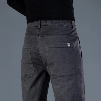2023 Летни ежедневни панталони мъжки тънки бизнес стрейчевые с еластична талия за бягане корейски класически Черни, Сиви, сини Панталони мъжки
