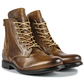 2023 Мъжки обувки; есента на изискан мъжки обувки на нисък ток, с кръгло бомбе и цип; модни кожени обувки в лаконичном дизайн за отдих;