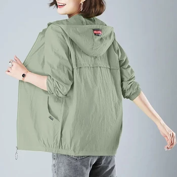 2023, нова мода лято солнцезащитная дрехи, дамски къс дишаща, с безплатен принтом, тънки ежедневни слънчеви якета, Дамски палта