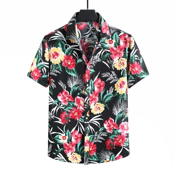 2023 Нова Мъжки Хавайска Риза С Цветен Модел, Модни Свободна Ежедневната Мъжка Риза с Принтом Личност, Празнична Риза с Къс Ръкав, Плюс Размер M-7xl