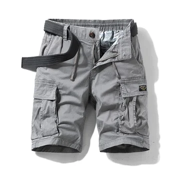 2023 Нови мъжки летни памучни армейските тактически панталони-карго, модерни дневни къси панталони цвят Каки с множество джобове, Свободни военни панталони, мъжки