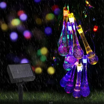 20LED Цветна Дъждовна Слънчева Лампа Водоустойчив Коледен Празник Външно Украса на Градината Струнен лампа