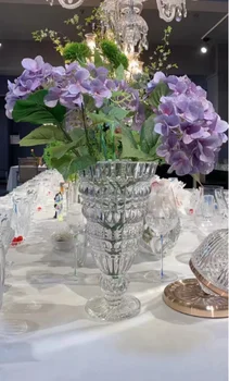 20x34 см Висококачествена кристален прозрачна ваза с орнаменти за декорация на дома