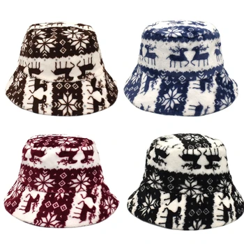 2XPC Класическа плюшен шапка в стил ретро с лосем, мека изкуствена кожа Заек, Рибарска шапка, топли ежедневни Дива