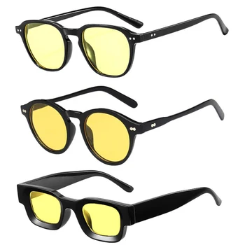 3 бр. Нови-популярните модни малки квадратни поляризирани очила Дамски ретро пънк нюанси UV400 Мъжки тенденция слънчеви очила