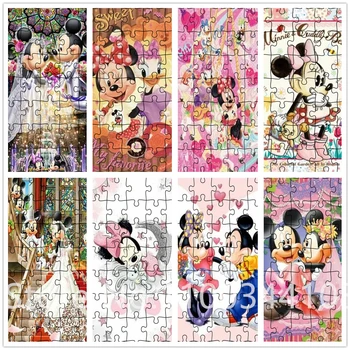 35 парчета Disney Mickey Mouse Minnie Пъзели, Дървени Пъзели, детски интерактивни образователни играчки, ръчно изработени