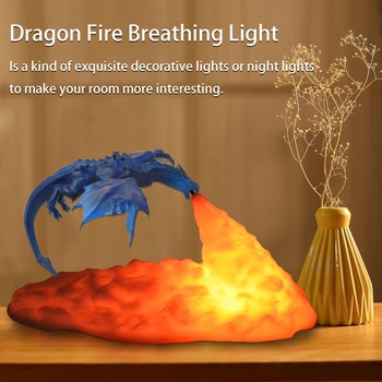3D Принт Дракон Лампа нощна светлина за спални украса на стаята за тийнейджър Акумулаторни led фенери лампи за четене за помещения Празничен подарък за рожден Ден