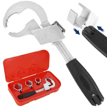 4-в-1 ключ за баня, универсален Регулируем мултифункционален ключ с двойна глава, гаечен ключ, за водопроводните тръби, ръчни инструменти за ремонт на чешмата в банята