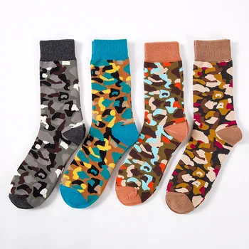 4 чифта чорапи модни чорапи happy socks модни чорапи на едро мъжки камуфляжные чорапи със средна и висока плътност на ластични чорапи