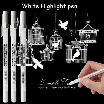 5 бр., креативна гел писалка с бяло мастило, писалка, тънък връх за чертане, писане, учебни канцеларски материали