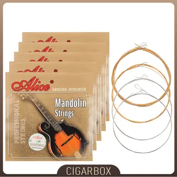 5 Опаковки на струните за мандолини Alice Strings AM05 (E-A-D-G) Комплект Струни за мандолини с покритие от стомана и намотка от медна сплав (.011-.040)