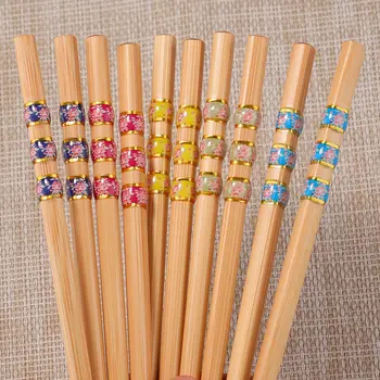 5 Чифта разноцветни пръчици за хранене от фибростъкло, китайска пръчица за ядене, Множество домакински съдове, сладко корейски, японски кухненски принадлежности 24 см