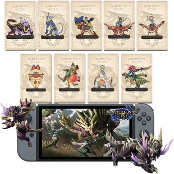 9 бр. Мини-карти на Monster Hunter Rise NFC Amxxbo Palamute Palico Magnamalo, Съвместими с Ключ/Превключвател Lite/New 3DS
