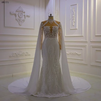 AM1271, проста лейси наметало, шифоновое сватбена рокля