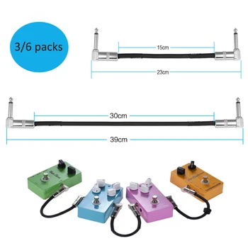 ammoon Гитарная педала ефекти Инструментален пач-кабел с дължина 30 см/1,0 фут със сребро 1/4 инча 6,35 мм, дясно (3шт/6шт по избор)
