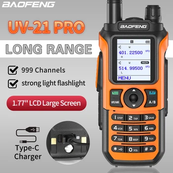 BaoFeng UV-21 Pro Професионална Мощна Преносима радиостанция на далечни разстояния 50 км, дву-бандова двустранни Радиостанции, Актуализация UV5R MAX V2 UV9R UV10R