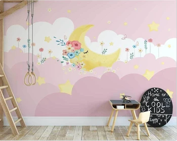 beibehang papel de parede Настройте нови скандинавските цветя звездното небе на фона на тапети за детска спалня хол