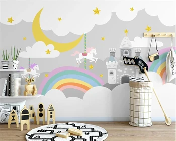 beibehang, модерен скандинавски ръчно рисувани, малко по-свеж облак, карикатура, на фона на детската стая, тапети от папие-маше