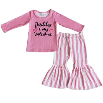 Daddy Is My Valentine/ облекло за Свети Валентин за момиченца, дрехи за Деня на бащата, блузи, комплекти дамско бельо от 1 до 14 години