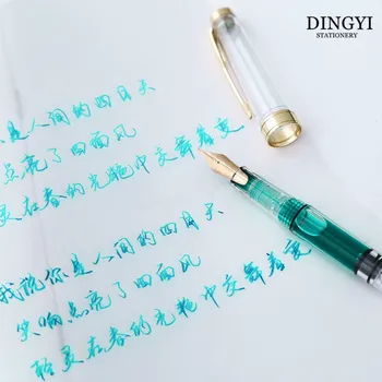 DINGYI Пластмасов чиста прозрачна писалка 0,5/0,38 мм, с извито перо, художествено писмо, каллиграфическая поршневая чернильная дръжка, канцеларски материали, ученически пособия