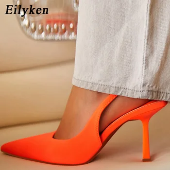 Eilyken Ярки Цветове, дамски обувки-лодки, дизайнерски джапанки-сандали 2024, Лятна елегантни булчински обувки на висок ток за бала