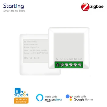 eWeLink ZigBee 3.0 Mini Smart Switch 16A Поддържа 2-полосное Управление на SmartThings Hub Работи с Alexa И Google Assistant