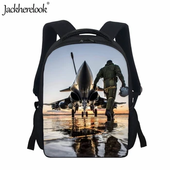 Jackherelook, практически училищна чанта за деца от детската градина, Нестандартен, модерен военен изтребител с принтом за момчета, Чанти и калъфи за книги, Раница за Пътуване, подарък