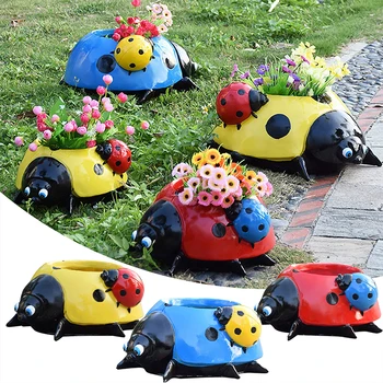 Ladybugs, саксия, скици, градински орнаменти, имитация на животни, контейнер за сочни растения, улично саксии, градински декорации
