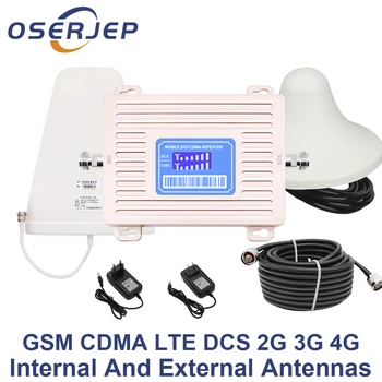 LCD дисплей CDMA 850 DCS 1800 Mhz двойна лента Ретранслатор GSM 2G, 3G, 4G LTE Усилвател за Телефон Booster + LPDA/Панелна Антена