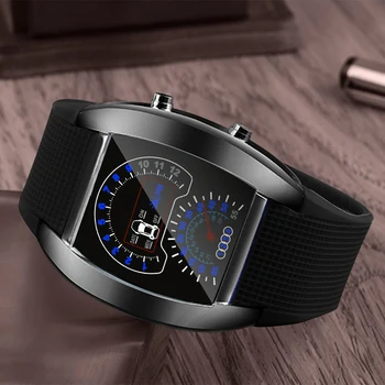 Led цифров часовник, мъжки часовници, електронни часовници, авиационен скоростомер, спортен брояч, ръчен часовник с циферблат horloges manne Air Meter Clock