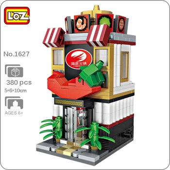 LOZ 1627, Градска улица, гореща пот, Магазин, Ресторант, Архитектура, 3D мини блокове, тухли, строителна играчка за деца, подарък без кутия