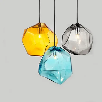 LukLoy Модерен led окачен лампа от витражного стъкло, окачена лампа в скандинавски стил, лоби-бар, хол, кухня, трапезария, Дрехи, стъклена лампа